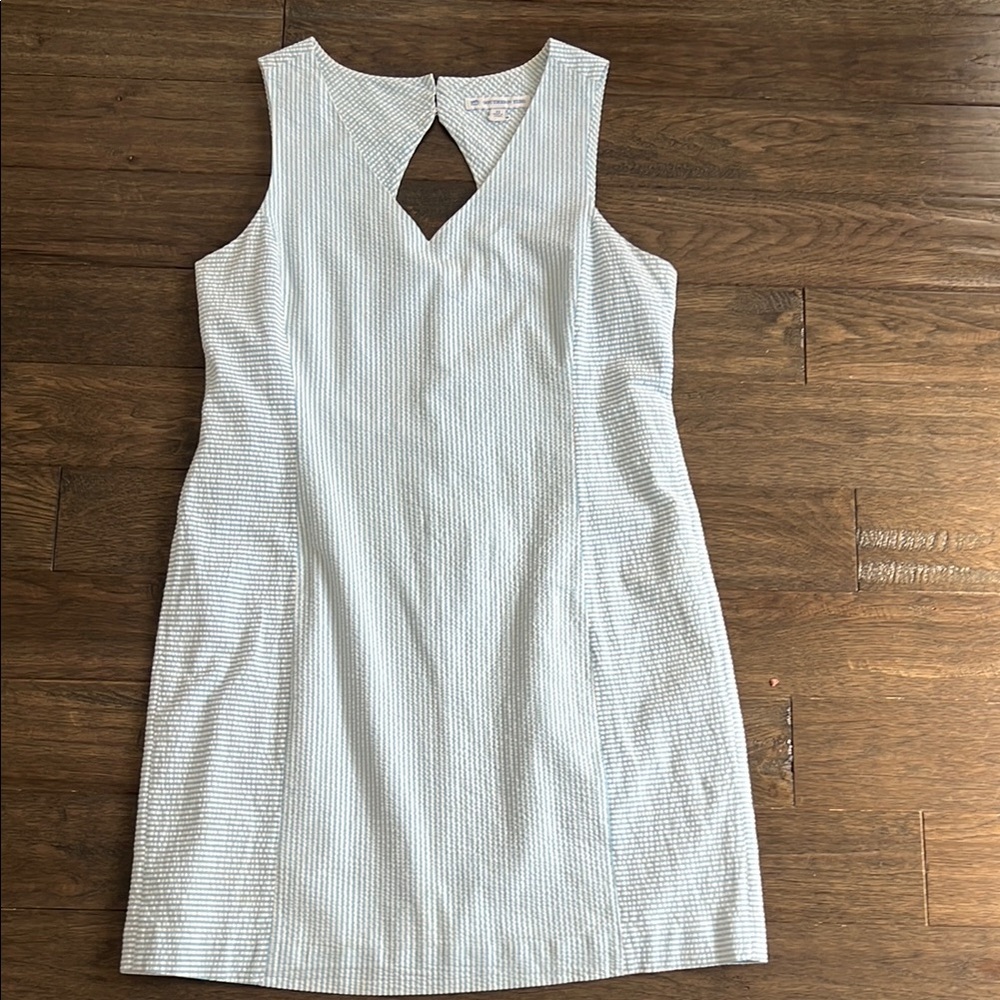Southern Tide blue searsucker  Dress V-neck Sleeveless